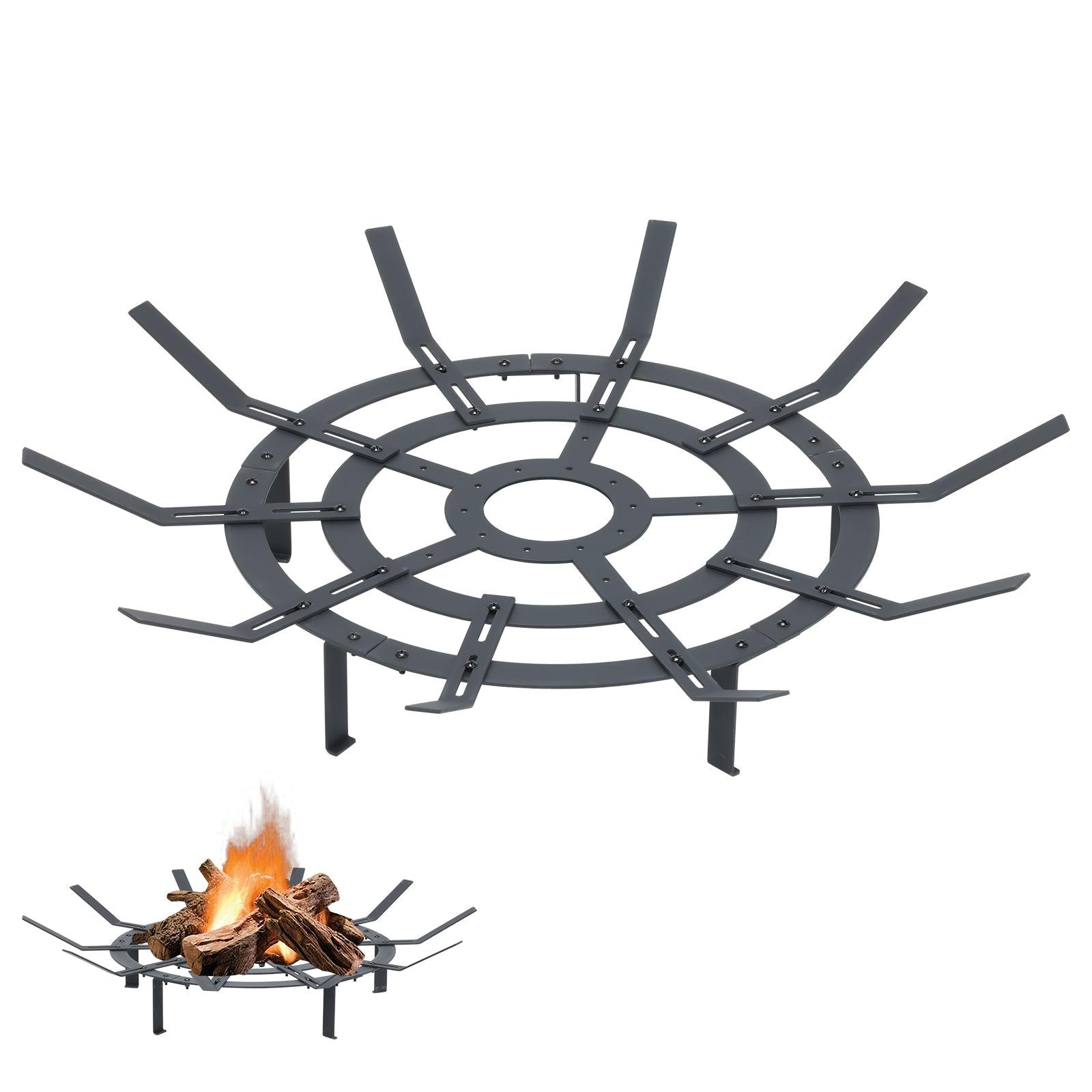 31 inch Fire Grate, Round Adjustable Size Smoke-Free Fire Pit Grate, Heavy Duty Burning Log Grate for Outdoor Campfire, Hearth Wood Stove and Outdoor Camping, Black, Aoodor